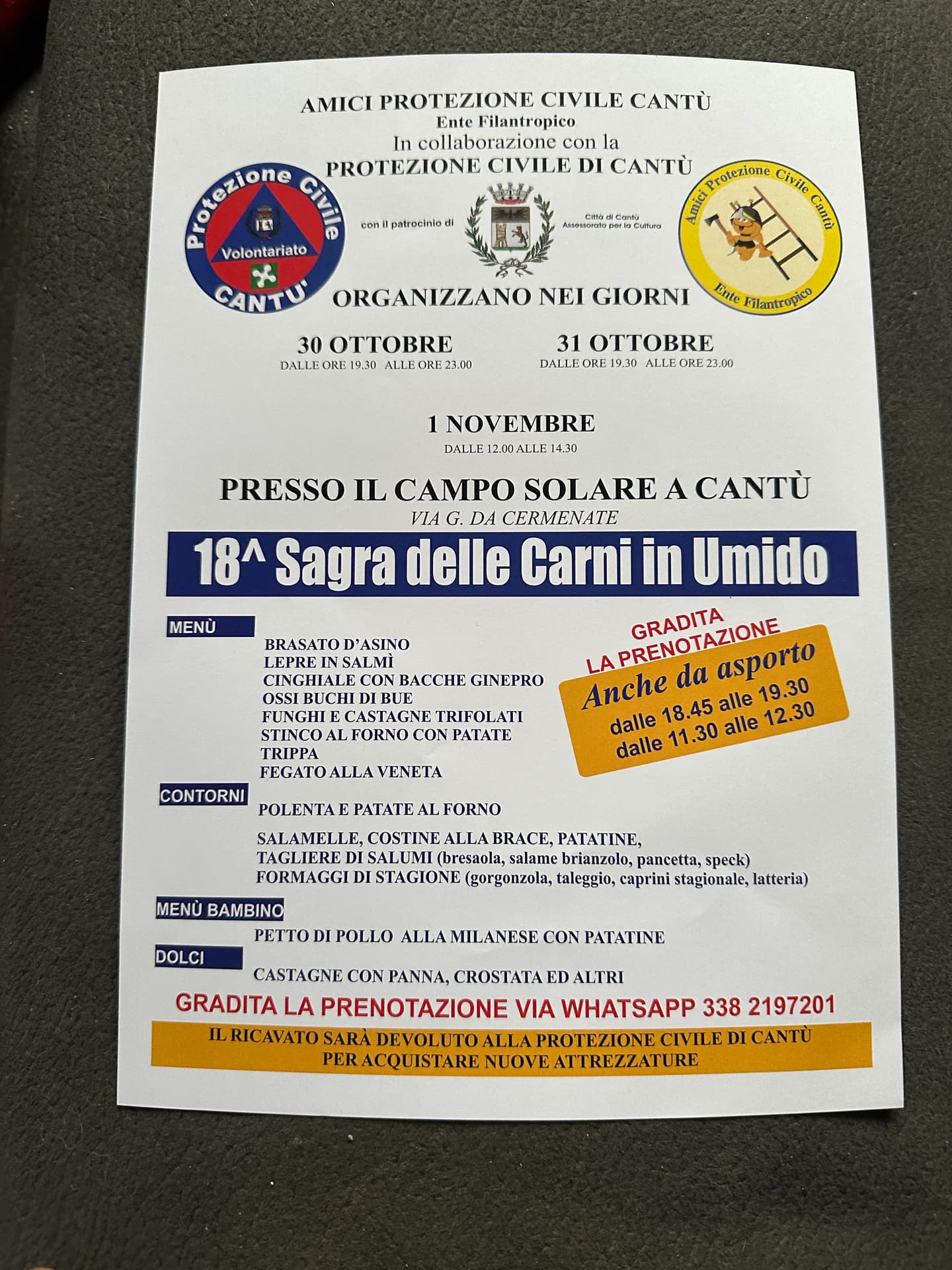 Volantino di 18^ Sagra delle Carni in Umido
