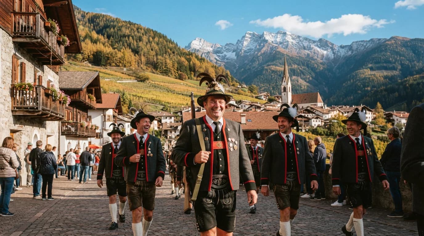 Festa d'autunno con parata degli Schützen a Scena