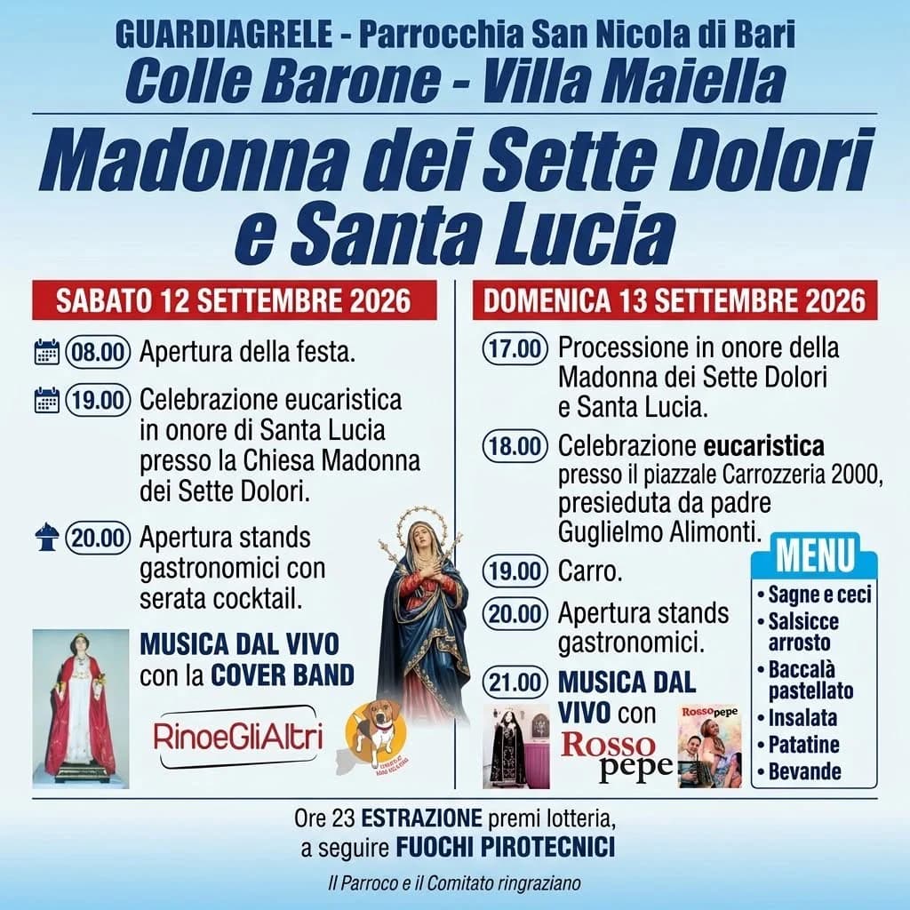Volantino di Madonna dei Sette Dolori e Santa Lucia - Sagra