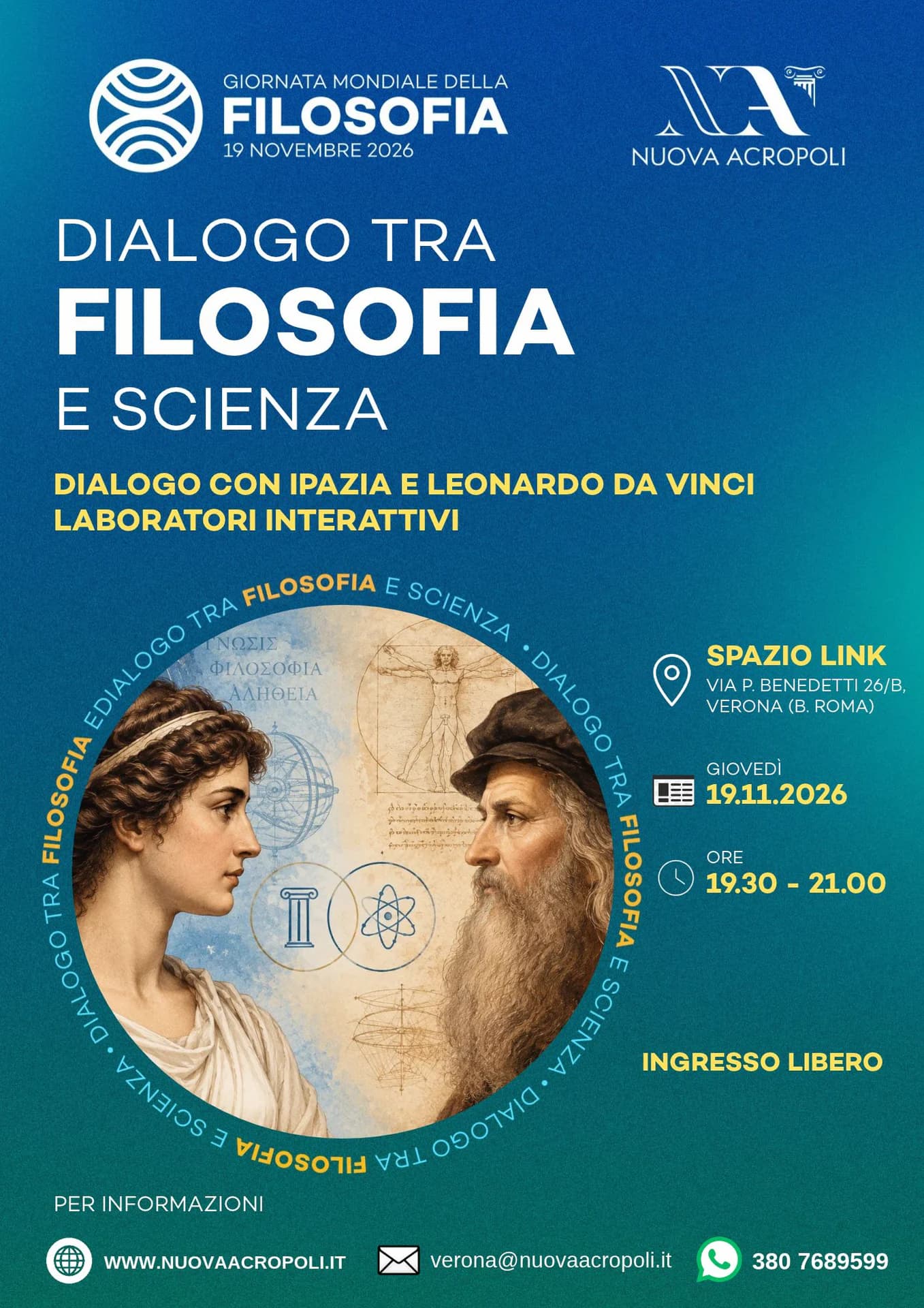 Giornata Mondiale della Filosofia 2026: Dialogo tra Filosofia e Scienza con Ipazia e Leonardo da Vinci — foto 1