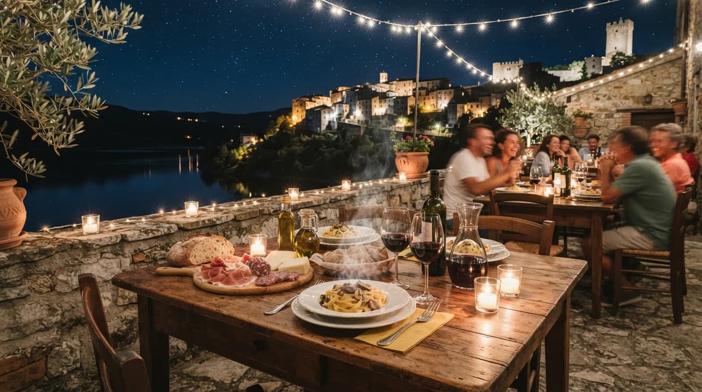 Mangiando sotto le stelle a Castel di Tora