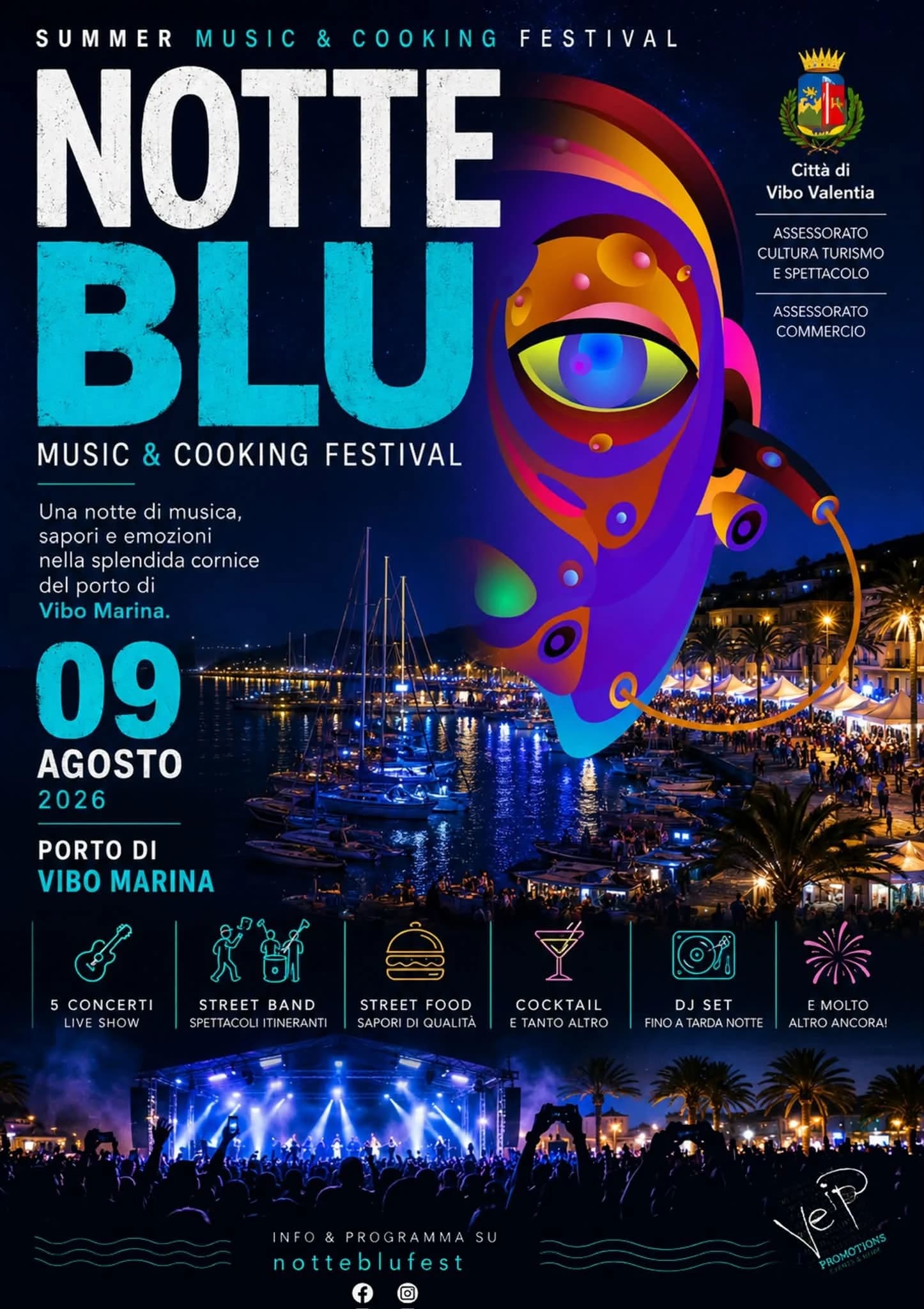 Locandina Notte Blu 2026 al Porto di Vibo Marina