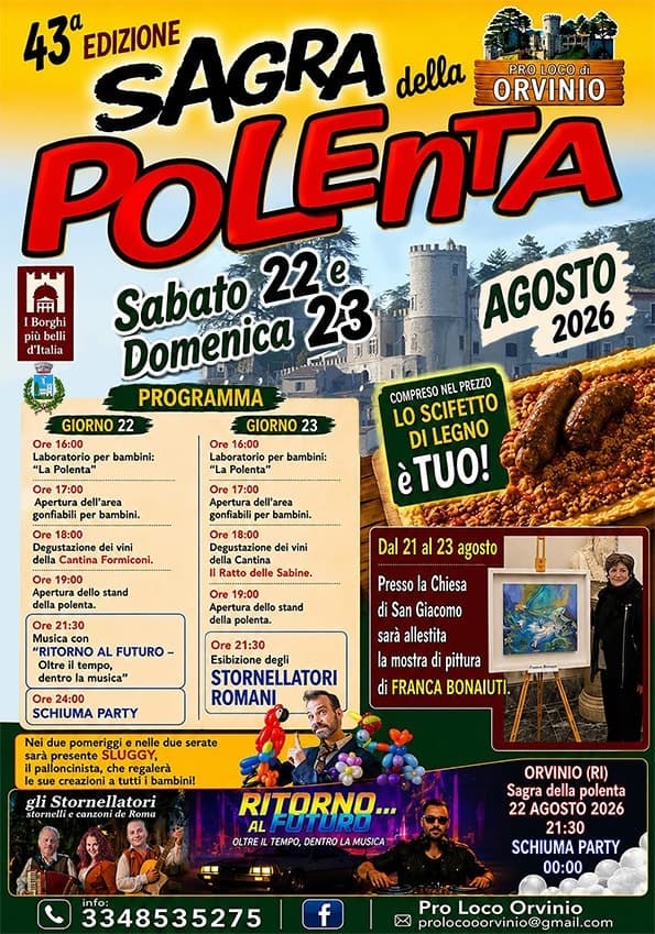 Orvinio (RI), è sagra della polenta – 22/23 agosto 