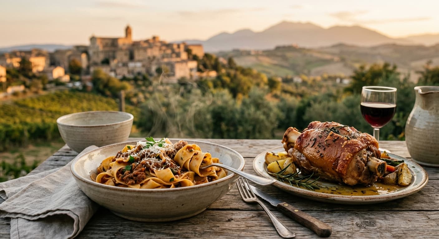 Sagra delle pappardelle di farro al ragù e stinco di maiale arrosto