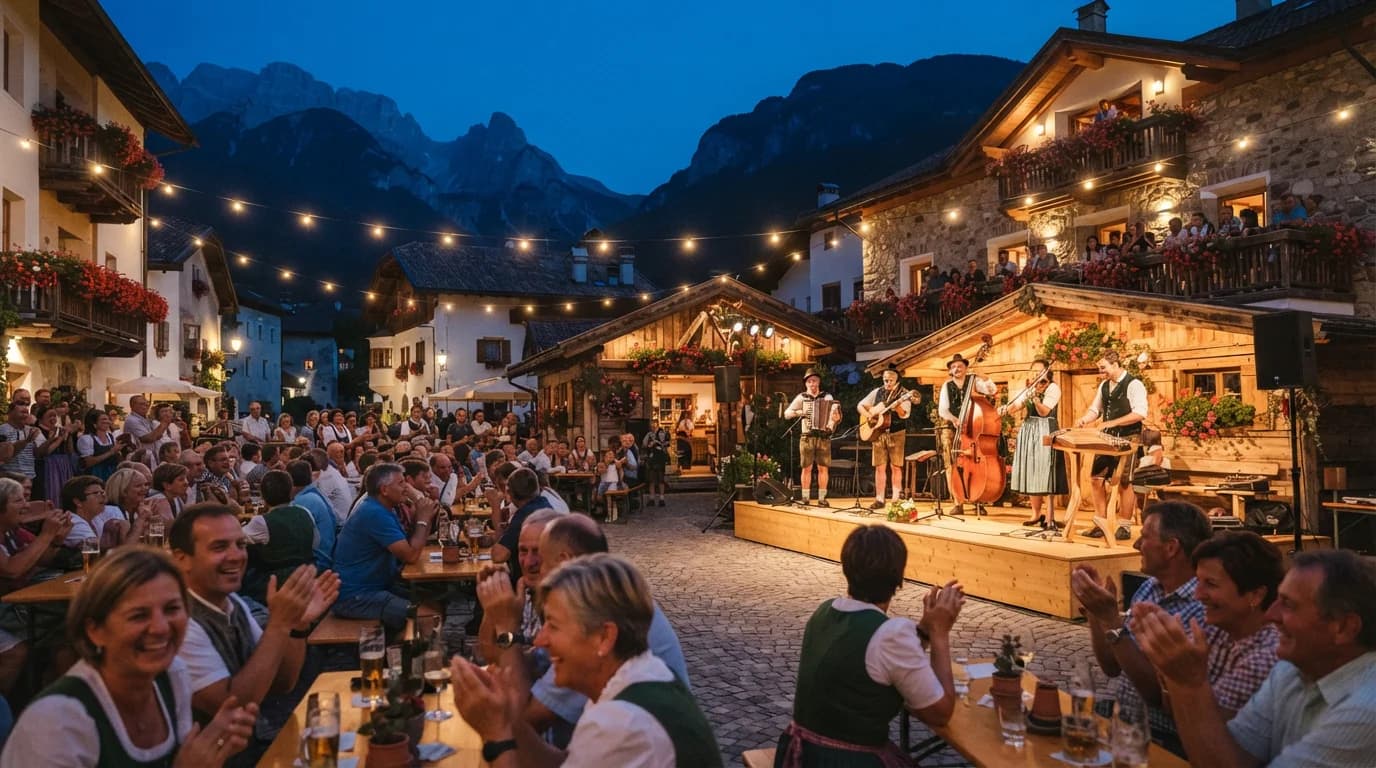 Serata d'estate con il gruppo "Männer der Berge" a Scena