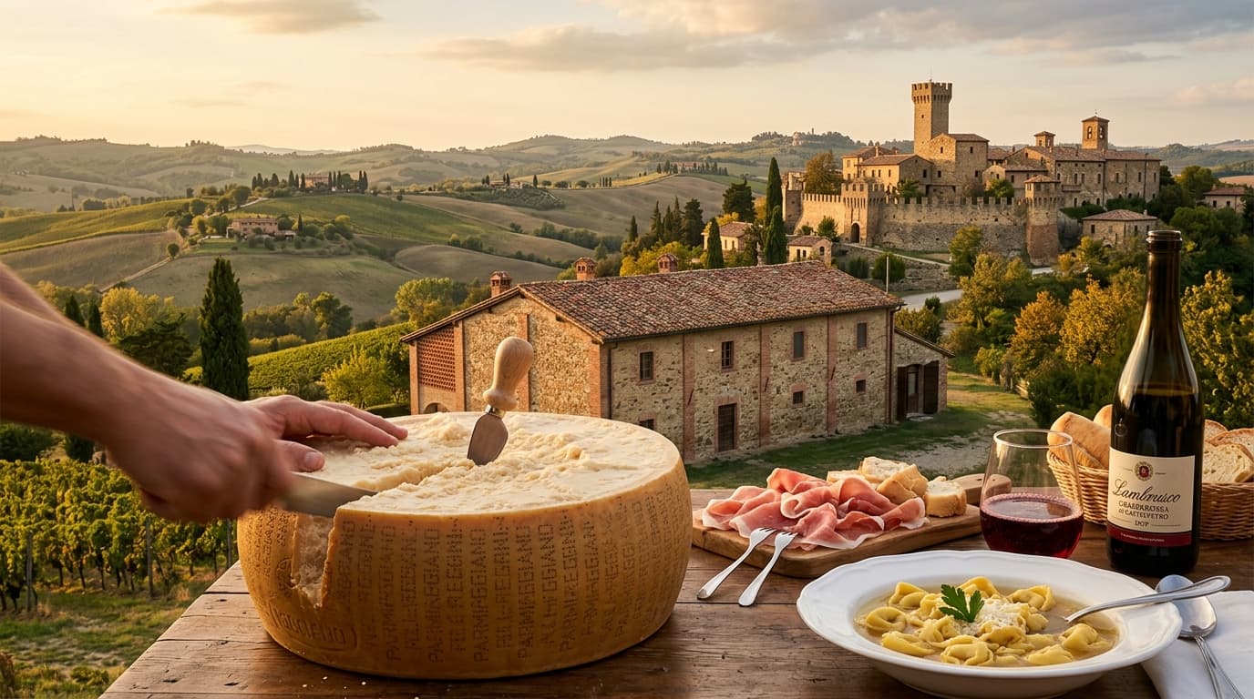 Tortellini, Lambrusco und Plätze