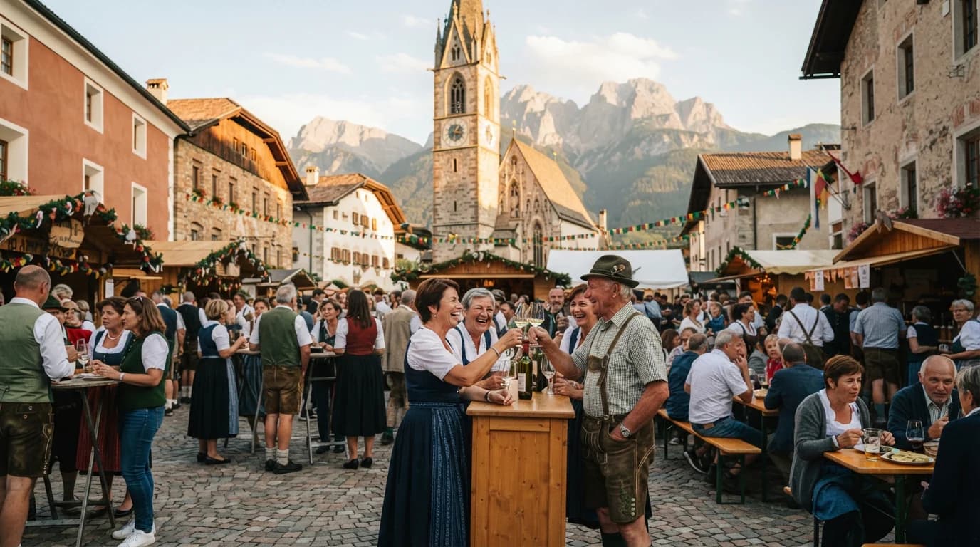 Festa in piazza della chiesa a Parcines