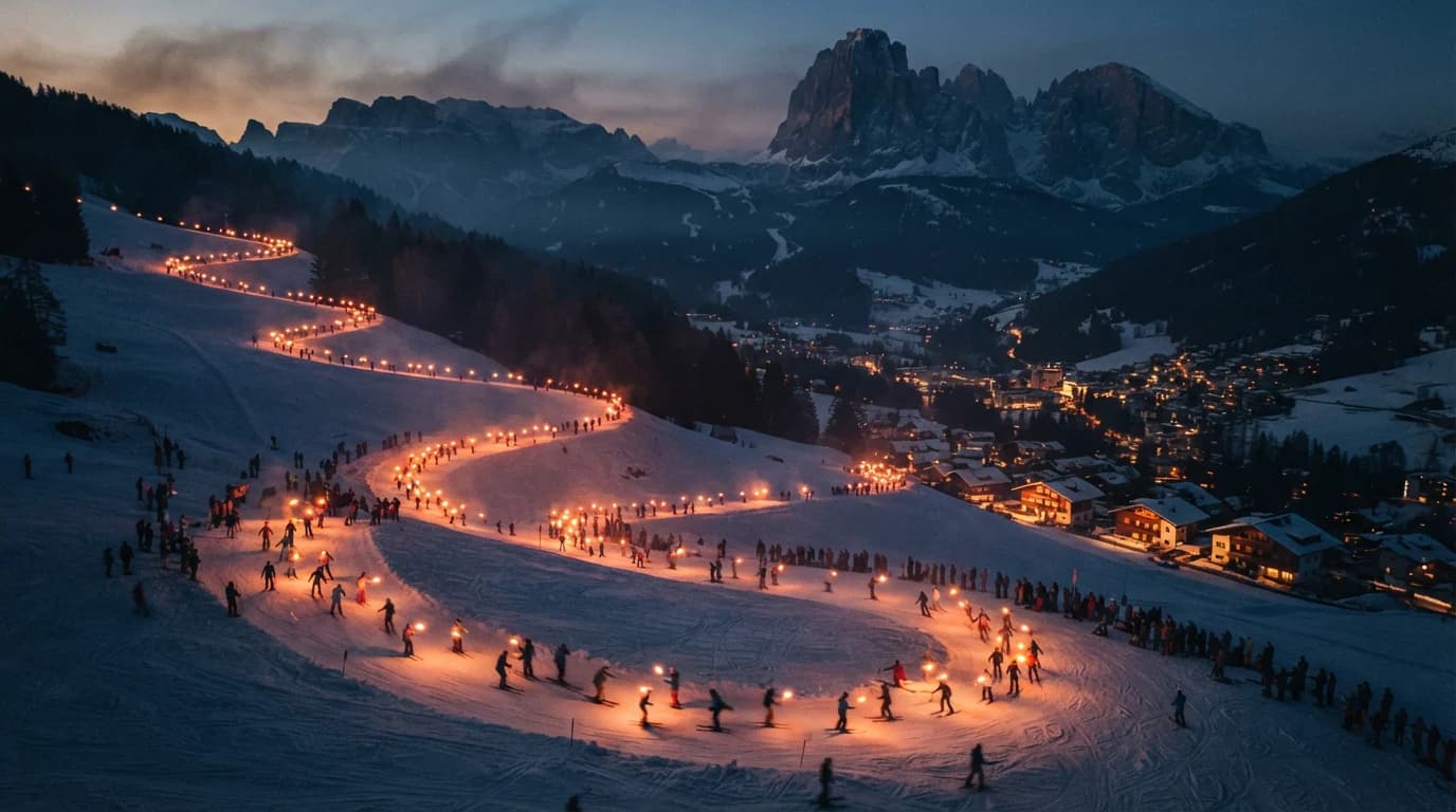 Fiaccolata più lunga del mondo - Scuola Sci e Snowboard Ortisei