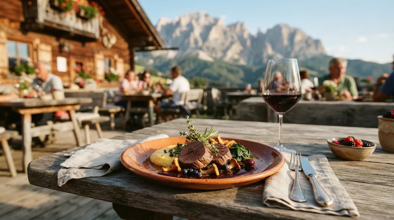 Selvaggina.Vino.Musica alla Malga Taser Alm con DreiOrt Musig