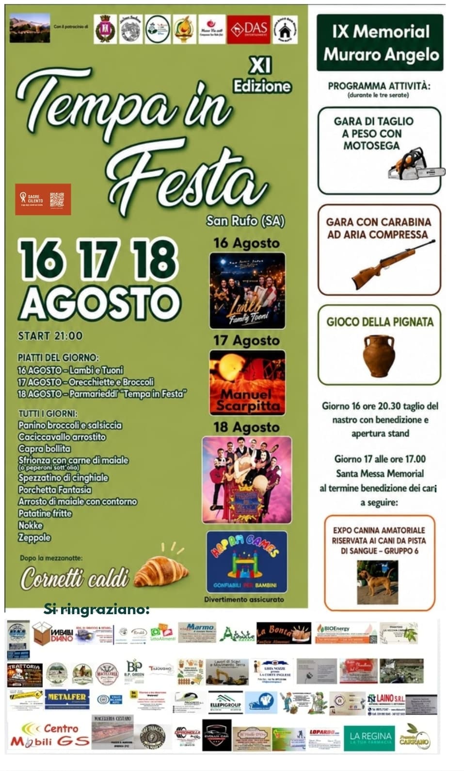 Volantino di Tempa in Festa XI Edizione - IX Memorial Muraro Angelo