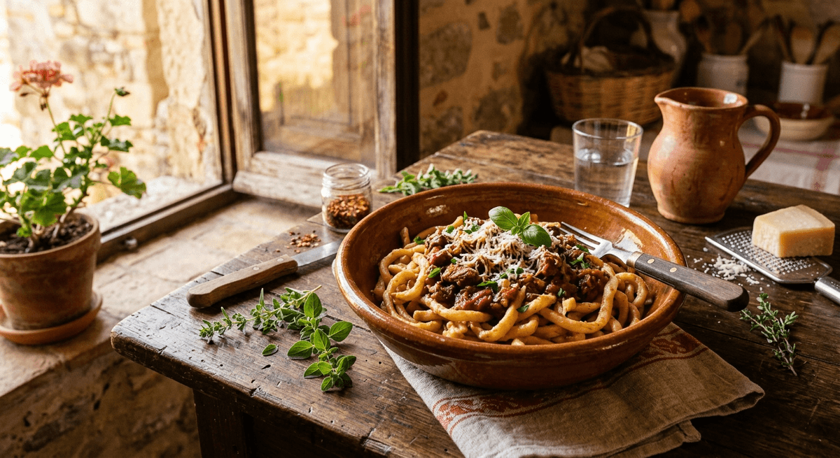 Maccaruni con sugo di capra