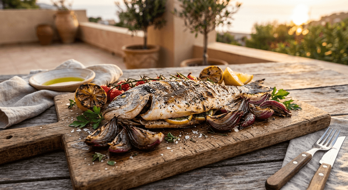 Pesce azzurro con cipolla rossa