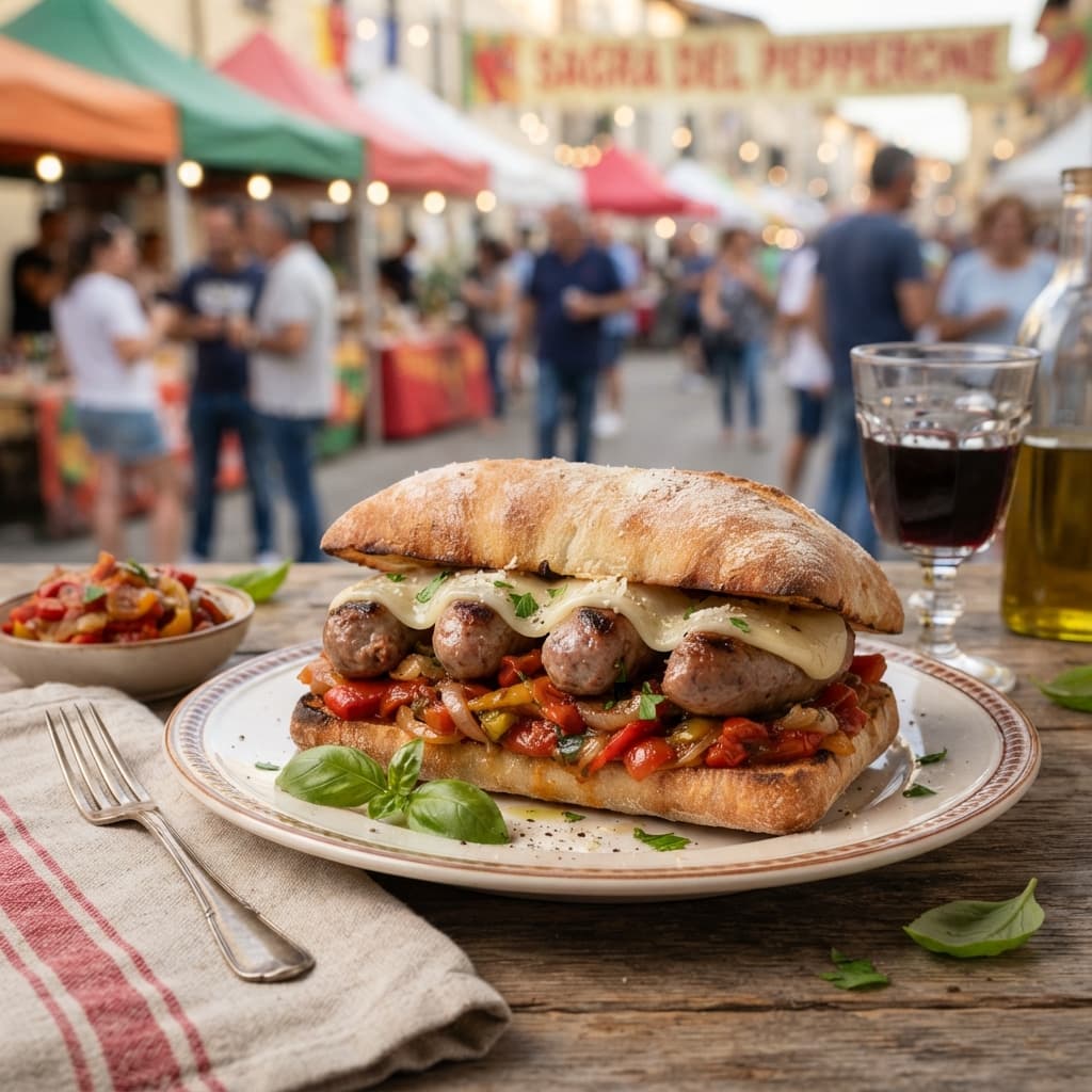 Panino con salsiccia e peperonata